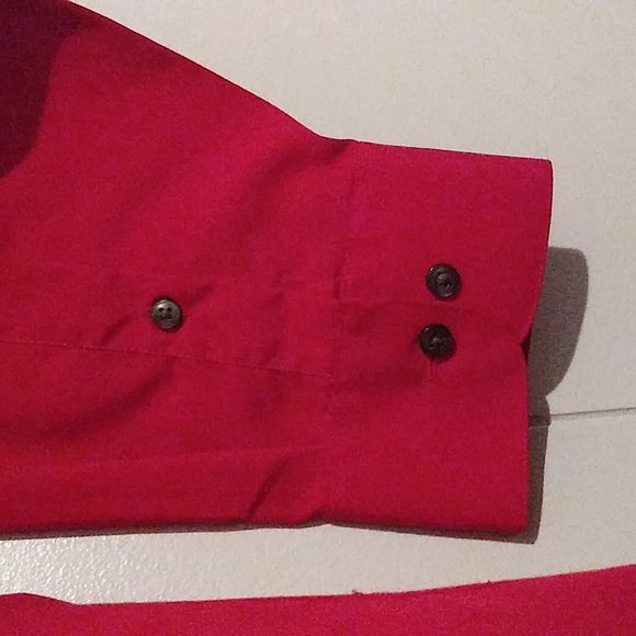 Mens Arrow Red Long Sleeve Button Down Dress Shirt - Picture 5 of 6